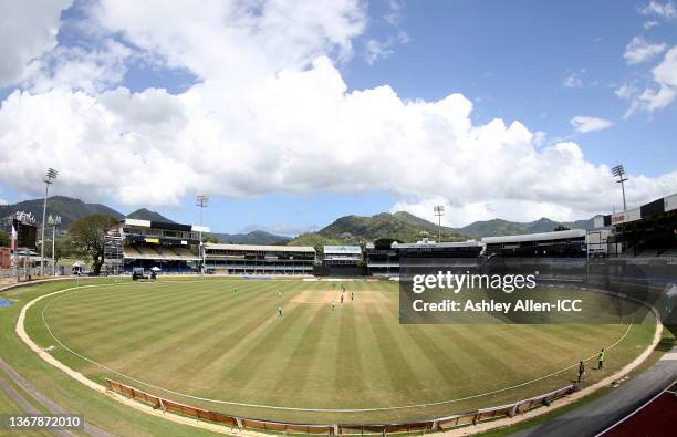 General view of play during the ICC U19 Men's Cricket World Cup Plate Final match between United Arab Emirates and Ireland at Queen's Park Oval on...