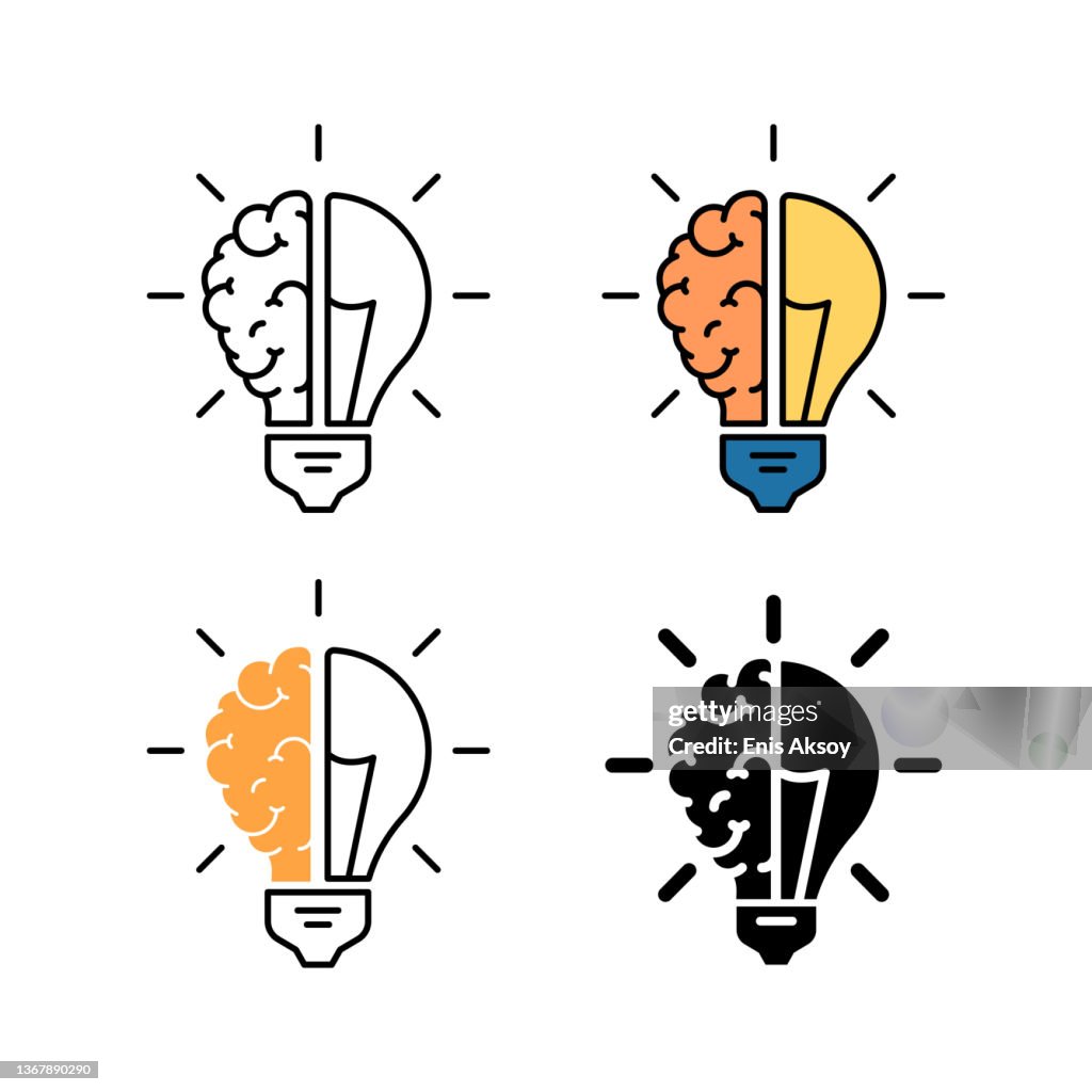 Brain and light bulb icon