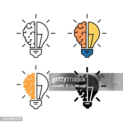 Brain and light bulb icon Brain and light bulb icon