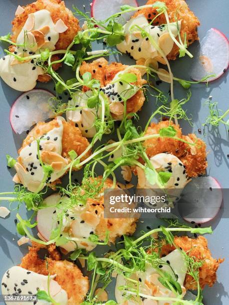 grilled shrimp with cream wasabi - wasabi stock pictures, royalty-free photos & images