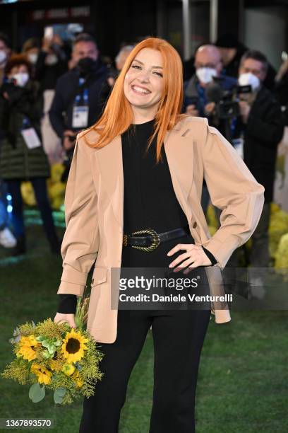 Noemi attends the green carpet ahead of the 72nd Sanremo Music Festival 2022 at Teatro Ariston on January 31, 2022 in Sanremo, Italy.