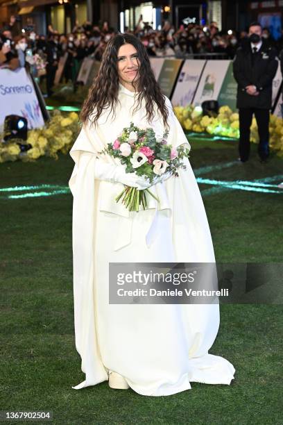 Elisa Toffoli attends the green carpet ahead of the 72nd Sanremo Music Festival 2022 at Teatro Ariston on January 31, 2022 in Sanremo, Italy.