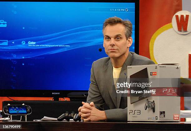 Sports radio personality Colin Cowherd broadcasts "SportsNation" in 3D from the ESPN 3D section at The 2012 International CES at Las Vegas Convention...