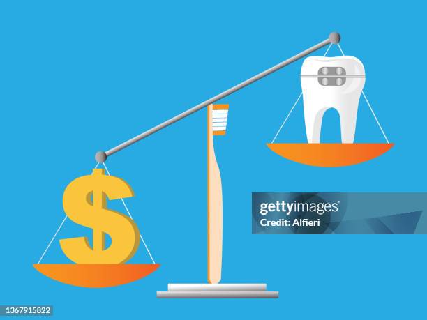 balancing cost of braces - orthodontic appliance stock illustrations