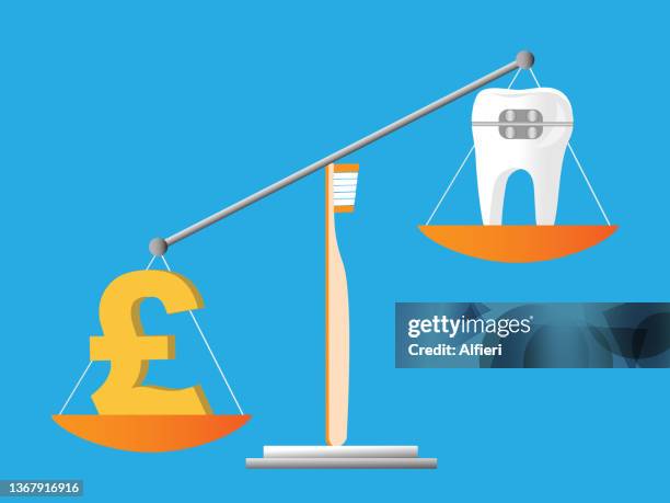 balancing cost of braces - orthodontic appliance stock illustrations