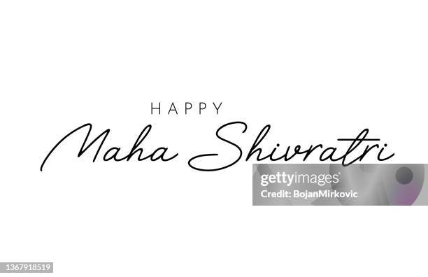 happy maha shivratri lettering on white background. vector - maha shivaratri stock illustrations