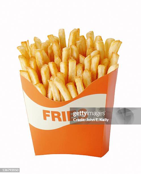 french fries on white - fast food french fries stock pictures, royalty-free photos & images