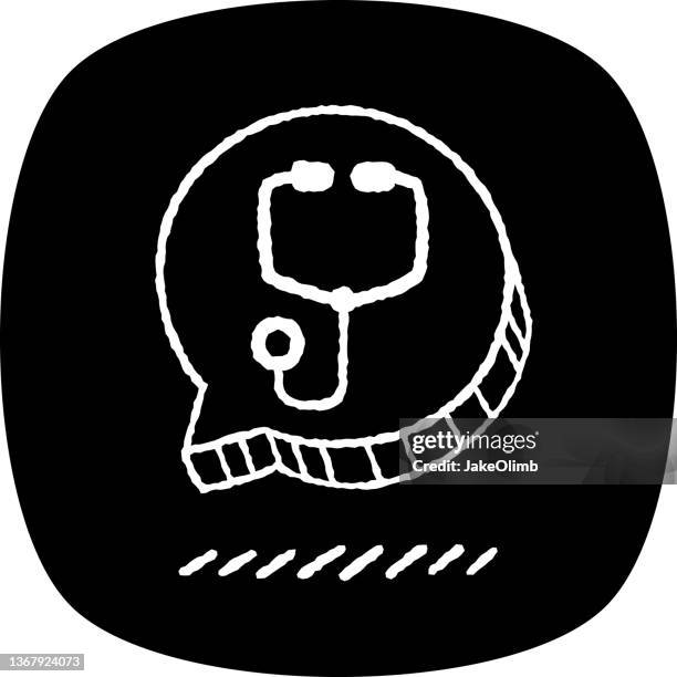 stethoscope speech bubble doodle 3 - low blood pressure cartoon stock illustrations