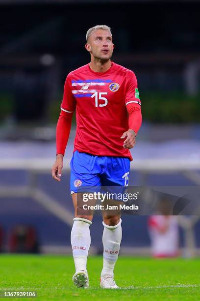 Francisco Calvo of Costa Rica looks on during the match between Mexico and Costa Rica as part of the Concacaf 2022 FIFA World Cup Qualifier at Azteca...