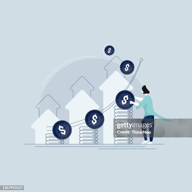 invest more to earn more, fund rising and long term investment concept - expense stock illustrations