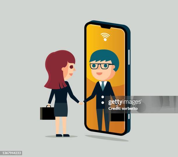 communication - business - virtual handshake stock illustrations