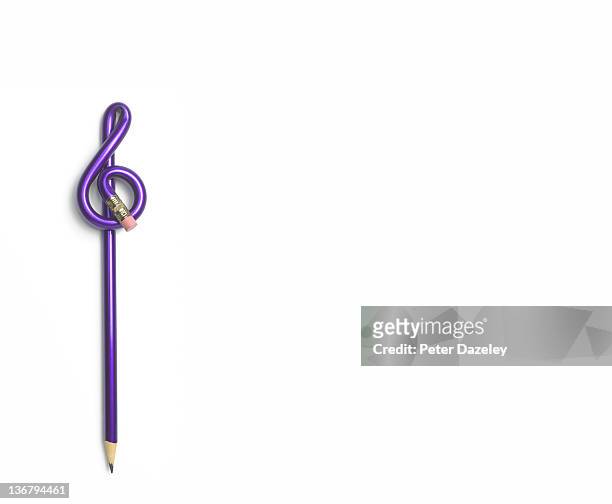 songwriter's treble clef pencil - treble clef stock pictures, royalty-free photos & images
