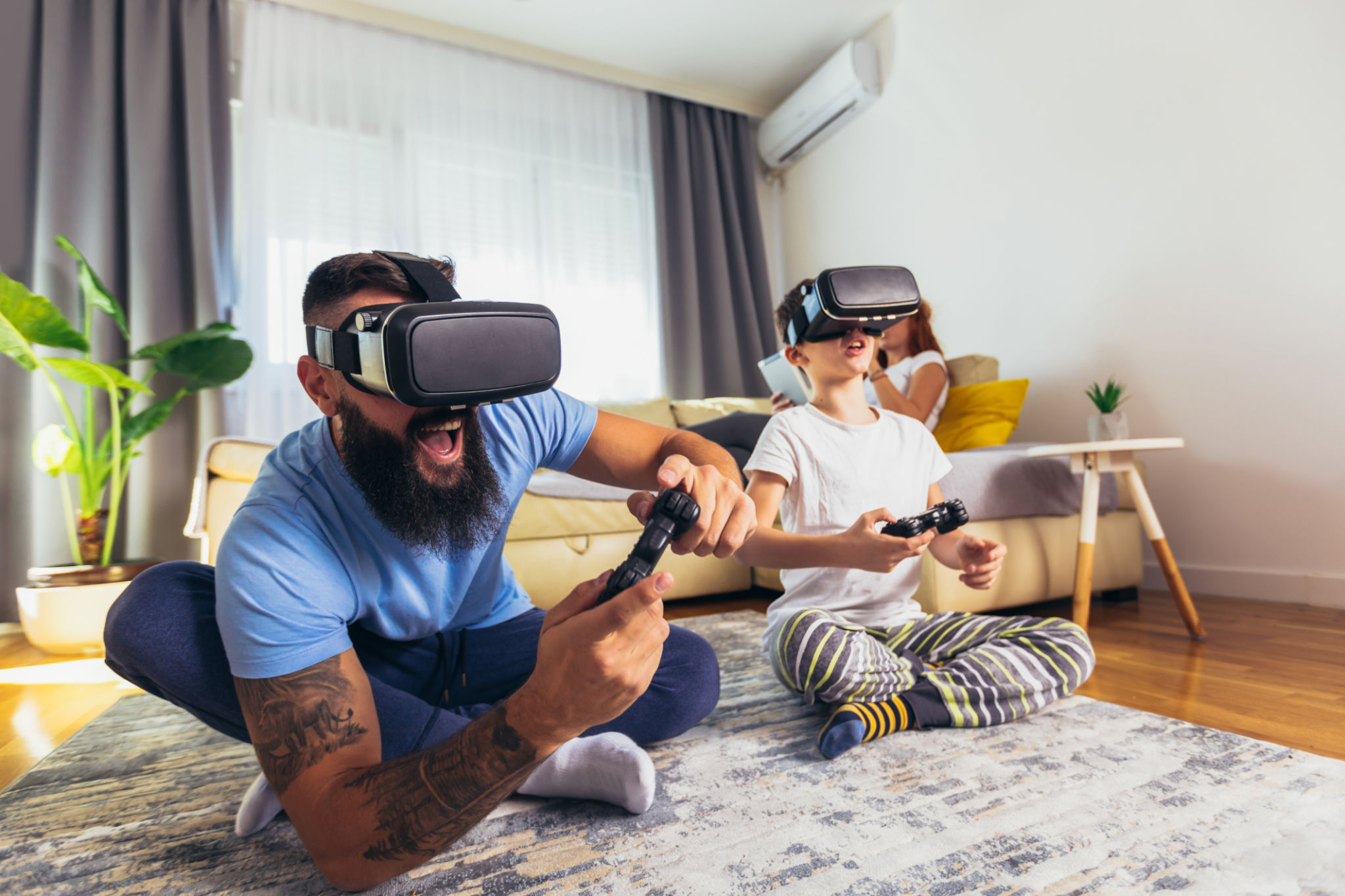 family playing vr