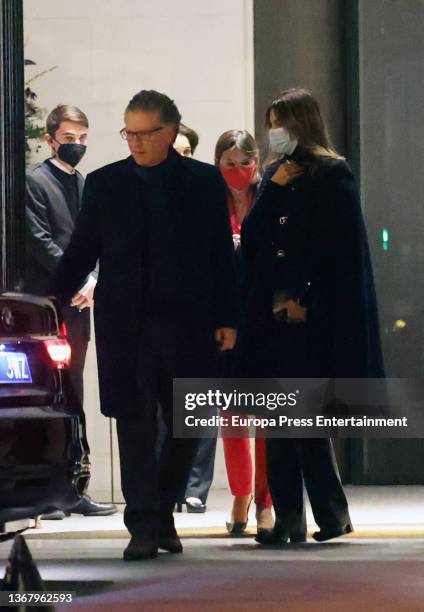 Mar Flores and Elias Sacaln leave a restaurant, January 18 in Madrid, Spain.