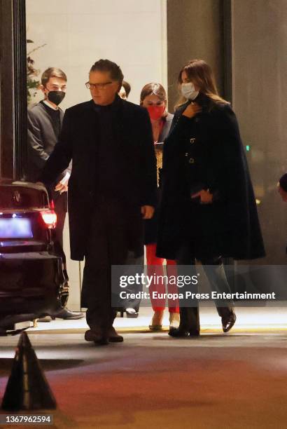 Mar Flores and Elias Sacaln leave a restaurant, January 18 in Madrid, Spain.