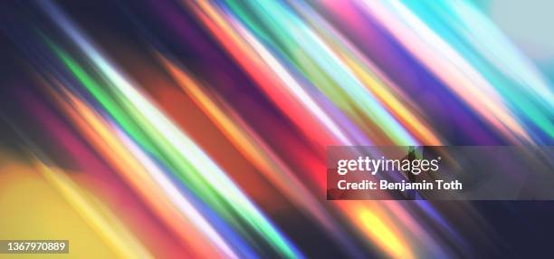 stockillustraties, clipart, cartoons en iconen met rainbow optical lens flare overlay effect, abstract spectrum background - prisma
