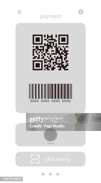 mock-up screen for contactless payment for a smartphone. - barcode stock-fotos und bilder