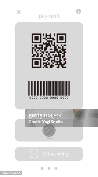 mock-up screen for contactless payment for a smartphone. - código-de-barras imagens e fotografias de stock