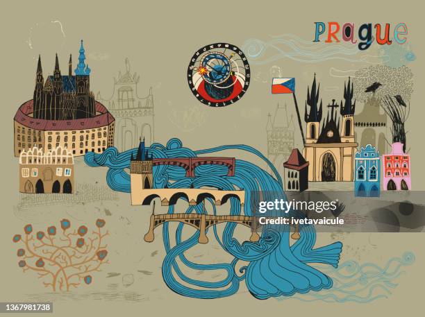 illustrazioni stock, clip art, cartoni animati e icone di tendenza di praga - cultura ceca