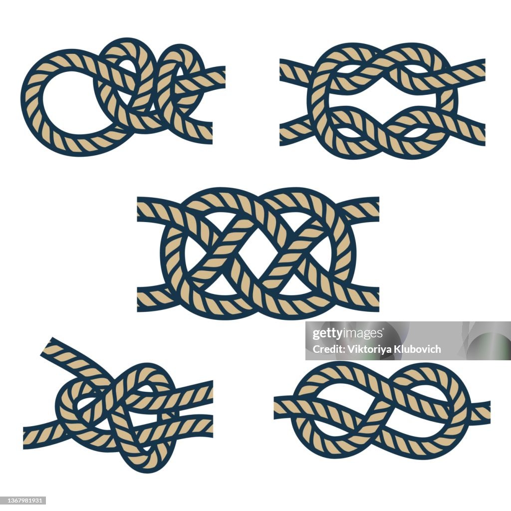 Gi Rope Knot Rope Knot Vector Set Of Ropes With Knots. Stock Vector By
