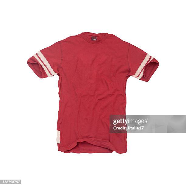 vintage rojo fútbol jersey-blanco - camiseta-deportiva fotografías e imágenes de stock