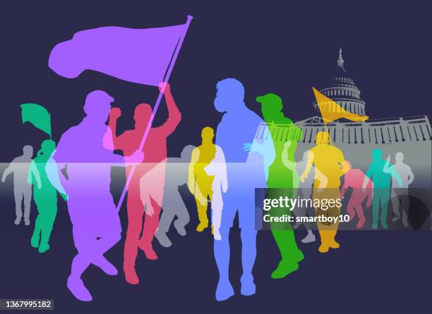 rioters on capitol hill - riot crowd stock illustrations