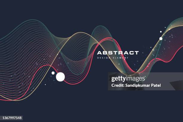 wellenhintergrund. abstrakte vektorillustration. 3d-technologie-stil. illustration mit punkten. - stereoskopische photographie stock-grafiken, -clipart, -cartoons und -symbole