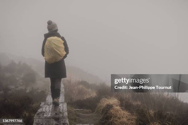 hike in the clouds, glendalough, wicklow mountains, ireland - ireland winter stock pictures, royalty-free photos & images