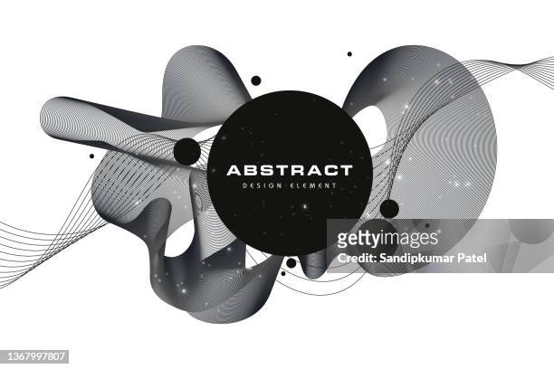 vector abstract dark background flowing smooth curves - atomic whirl stock illustrations