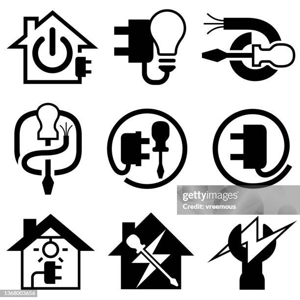 home elektrische reparatur und renovierung icons - installing stock-grafiken, -clipart, -cartoons und -symbole