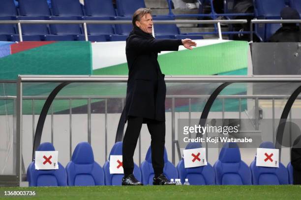 Head coach Herve Renard of Saudi Arabia is seen during the FIFA World Cup Asian Qualifier Final Round Group B match between Japan and Saudi Arabia at...
