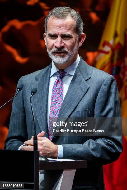 King Felipe VI, presides over the presentation of the XXI edition of the Codespa Awards, at CaixaForum Madrid, on February 1 in Madrid, Spain. These...