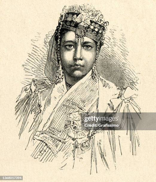 shah jahan sultan begum of bhopal portrait 1898 - royalty portrait stock illustrations