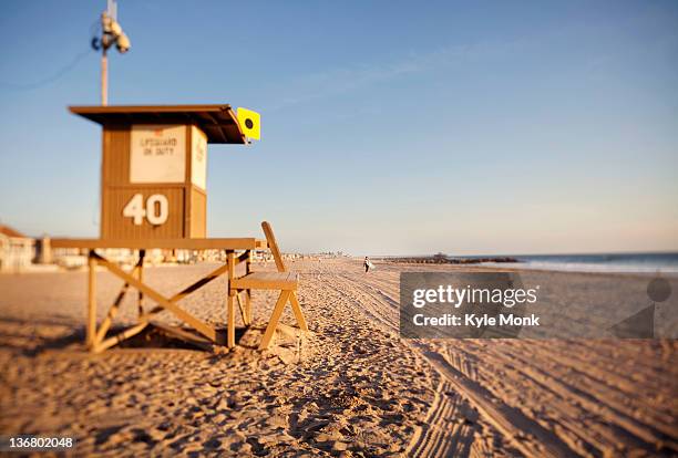 lifeguard station on beach - newport beach california stock pictures, royalty-free photos & images
