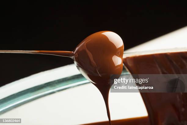 heart-shaped candy being dipped in chocolate - chocolate melting stock pictures, royalty-free photos & images