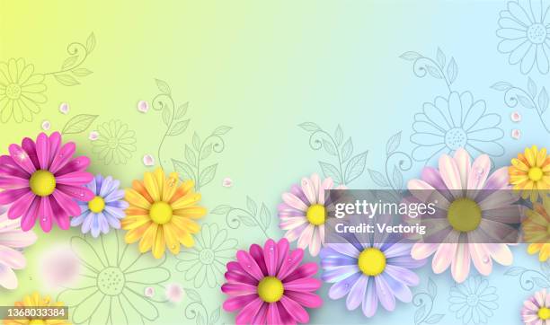 illustrations, cliparts, dessins animés et icônes de fond de printemps - fleur en papier