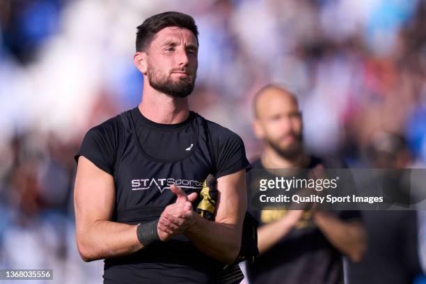 Borja Valle AD Alcorcon salutes after the gamecduring the LaLiga Smartbank match between CD Leganes and AD Alcorcon at Estadio de Butarque, on...