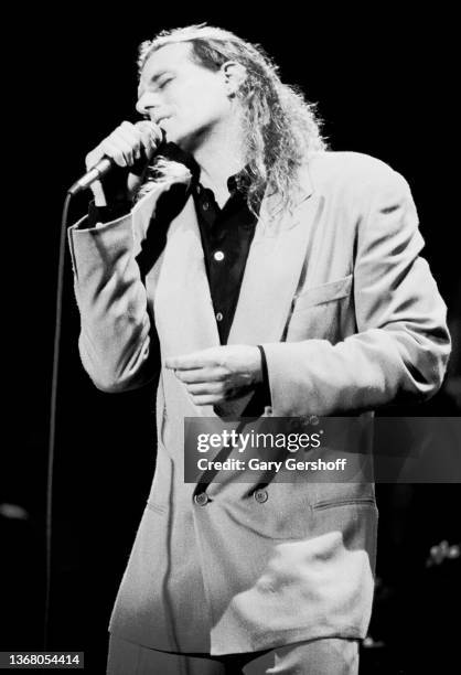 American Pop singer Michael Bolton performs onstage at the Jones Beach Theater, Wantagh, New York, August 27, 1991.