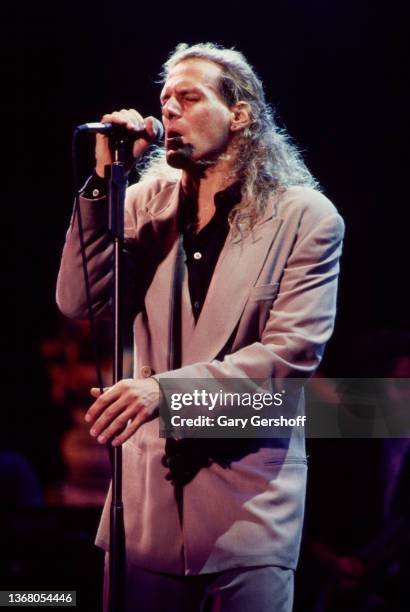 American Pop singer Michael Bolton performs onstage at the Jones Beach Theater, Wantagh, New York, August 27, 1991.