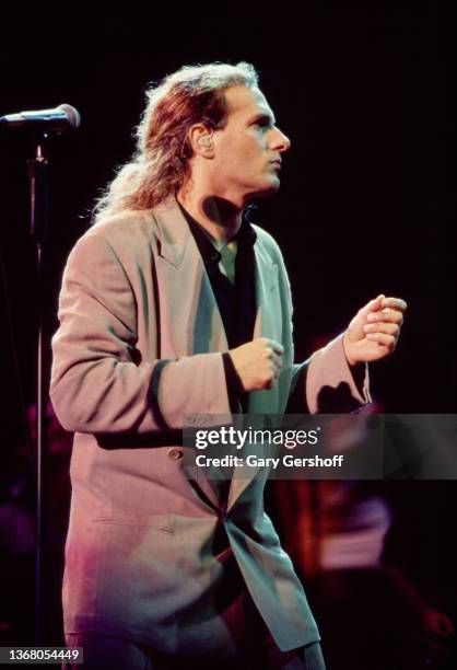 American Pop singer Michael Bolton performs onstage at the Jones Beach Theater, Wantagh, New York, August 27, 1991.