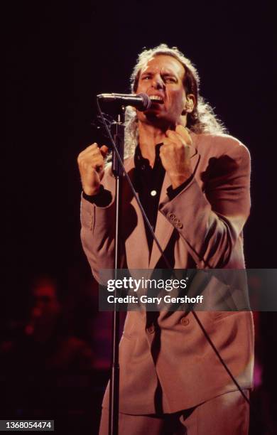 American Pop singer Michael Bolton performs onstage at the Jones Beach Theater, Wantagh, New York, August 27, 1991.