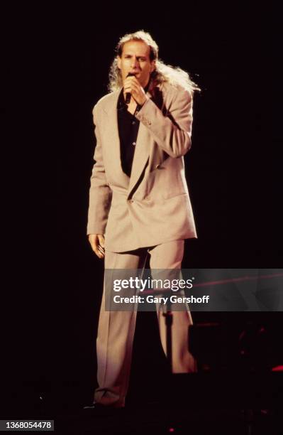 American Pop singer Michael Bolton performs onstage at the Jones Beach Theater, Wantagh, New York, August 27, 1991.