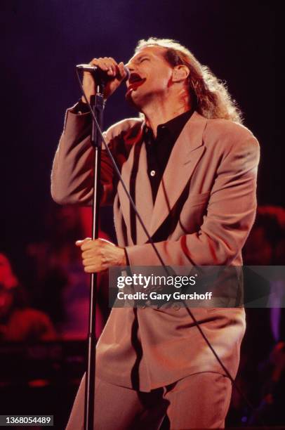 American Pop singer Michael Bolton performs onstage at the Jones Beach Theater, Wantagh, New York, August 27, 1991.