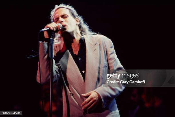 American Pop singer Michael Bolton performs onstage at the Jones Beach Theater, Wantagh, New York, August 27, 1991.