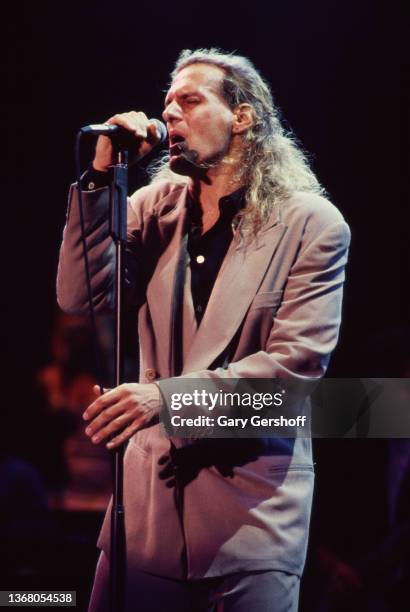 American Pop singer Michael Bolton performs onstage at the Jones Beach Theater, Wantagh, New York, August 27, 1991.