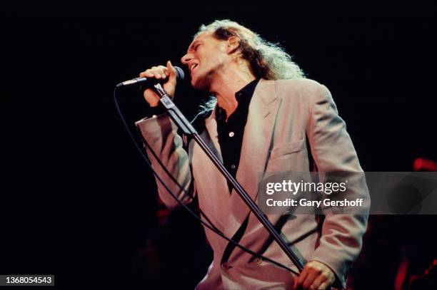 American Pop singer Michael Bolton performs onstage at the Jones Beach Theater, Wantagh, New York, August 27, 1991.