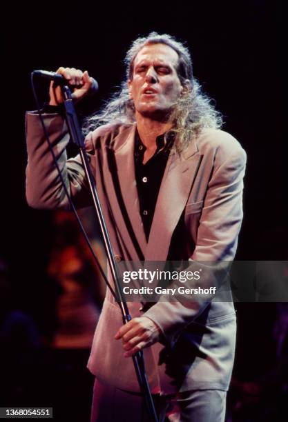 American Pop singer Michael Bolton performs onstage at the Jones Beach Theater, Wantagh, New York, August 27, 1991.