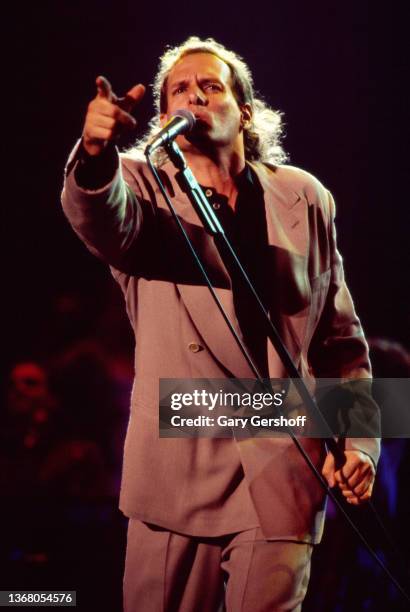 American Pop singer Michael Bolton performs onstage at the Jones Beach Theater, Wantagh, New York, August 27, 1991.