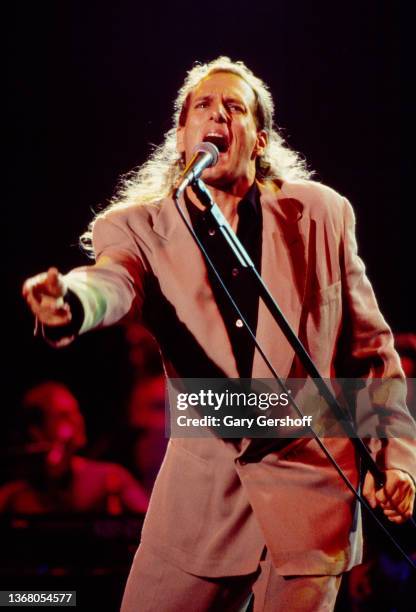 American Pop singer Michael Bolton performs onstage at the Jones Beach Theater, Wantagh, New York, August 27, 1991.