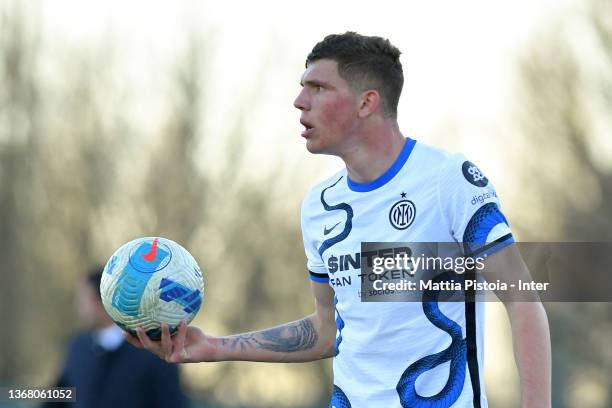 Franco Carboni of FC Internazionale looks on during the campionato Primavera 1 match between AC Milan U19 and FC Internazionale U19 at Centro...